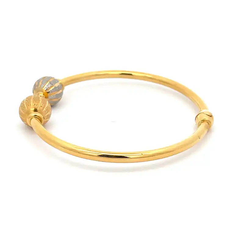 Delicate two tone  Bangle Bracelet in 22K Gold